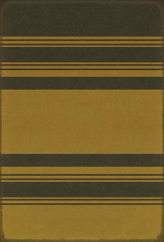 Pattern 50 Organic Stripes Black and Yellow 38x56 Vintage Vinyl Floorcloth