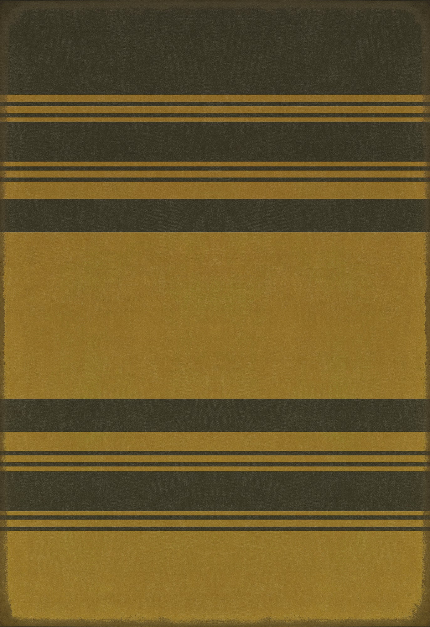 Pattern 50 Organic Stripes Black and Yellow 70x102 Vintage Vinyl Floorcloth