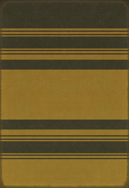 Pattern 50 Organic Stripes Black and Yellow 70x102 Vintage Vinyl Floorcloth
