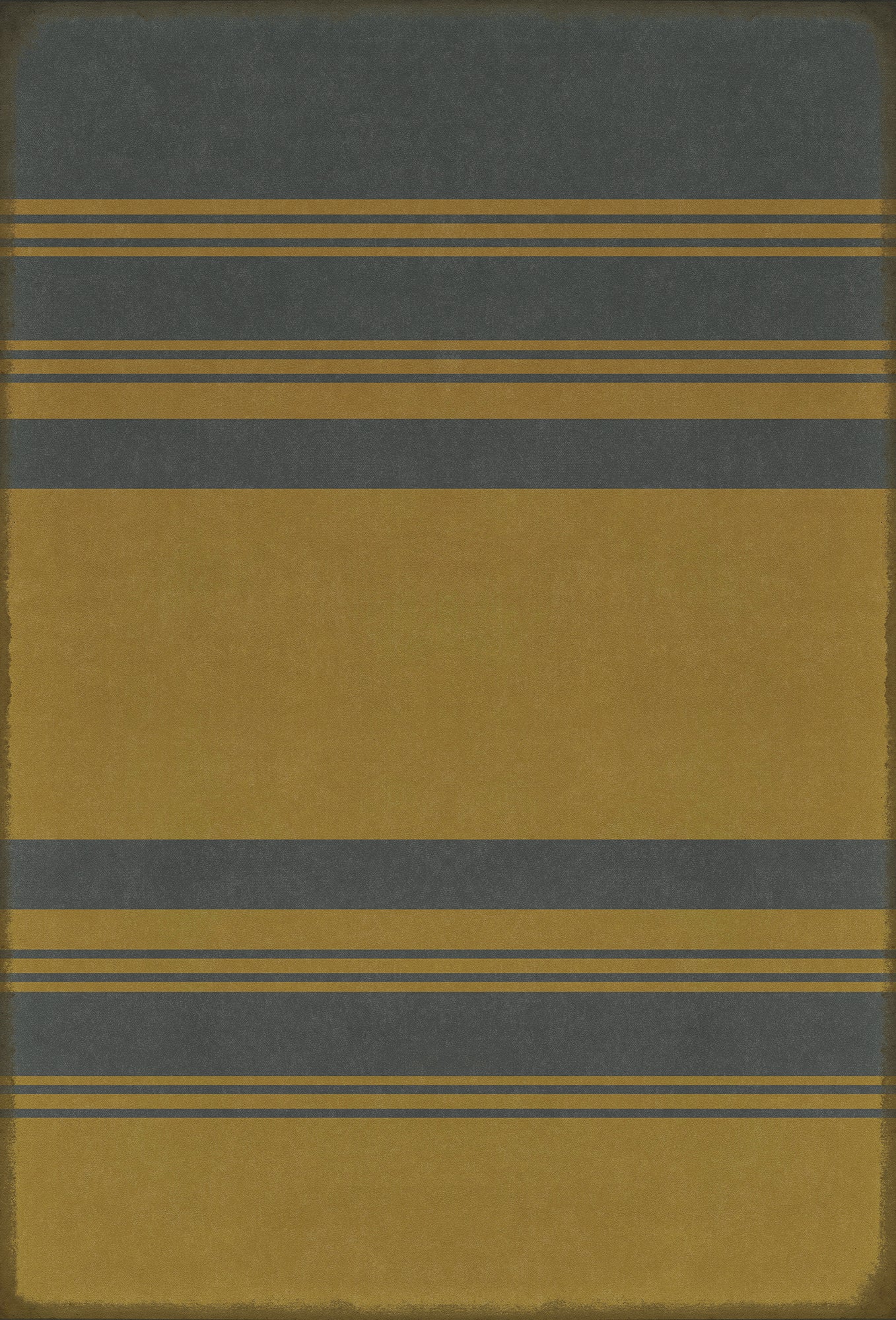 Pattern 50 Organic Stripes Blue and Yellow 38x56 Vintage Vinyl Floorcloth
