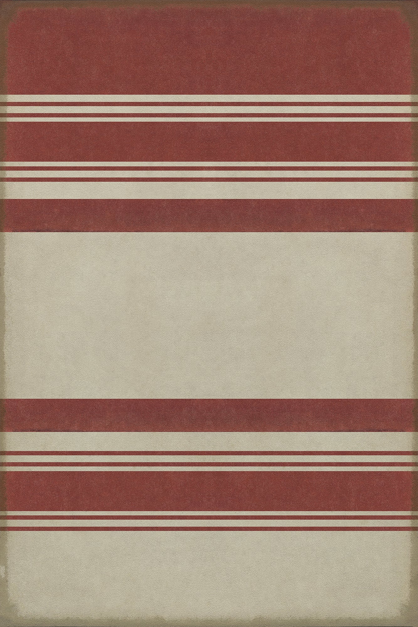 Pattern 50 Organic Stripes Red and White 20x30 Vintage Vinyl Floorcloth
