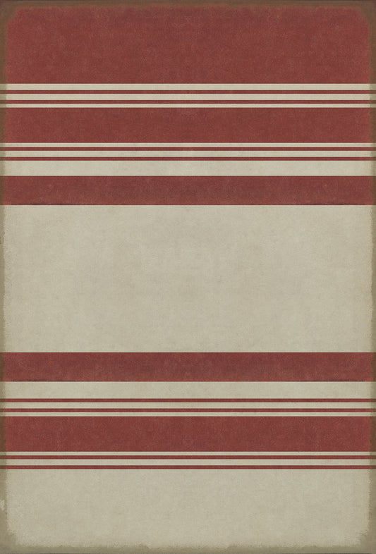 Pattern 50 Organic Stripes Red and White 38x56 Vintage Vinyl Floorcloth
