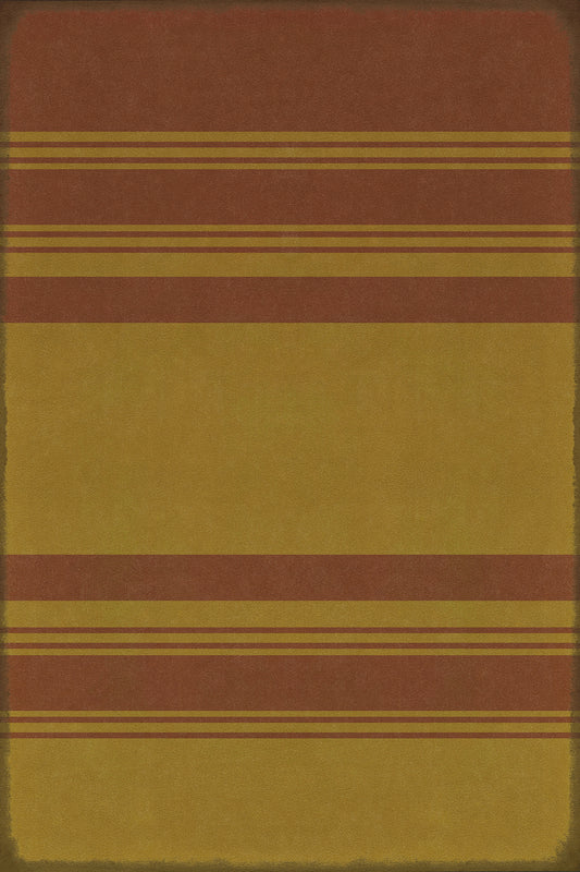 Pattern 50 Organic Stripes Red and Yellow 20x30 Vintage Vinyl Floorcloth