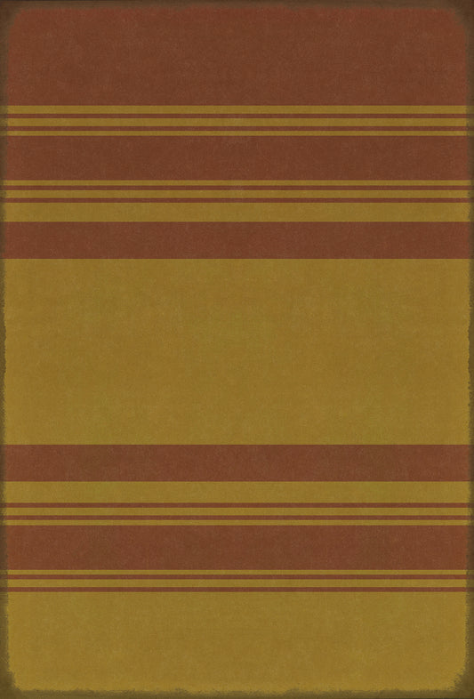 Pattern 50 Organic Stripes Red and Yellow 38x56 Vintage Vinyl Floorcloth