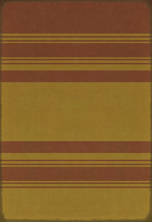 Pattern 50 Organic Stripes Red and Yellow 70x102 Vintage Vinyl Floorcloth