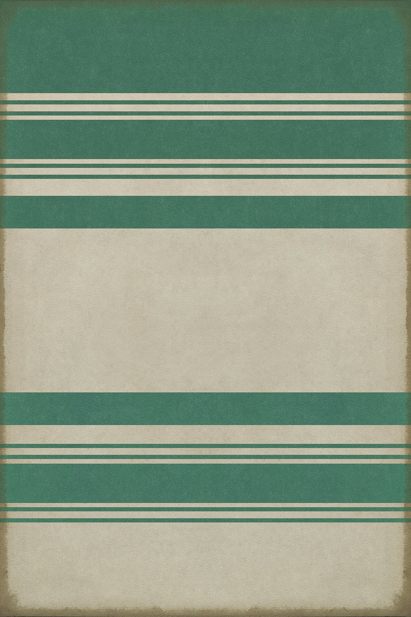 Pattern 50 Organic Stripes Teal and White 20x30 Vintage Vinyl Floorcloth