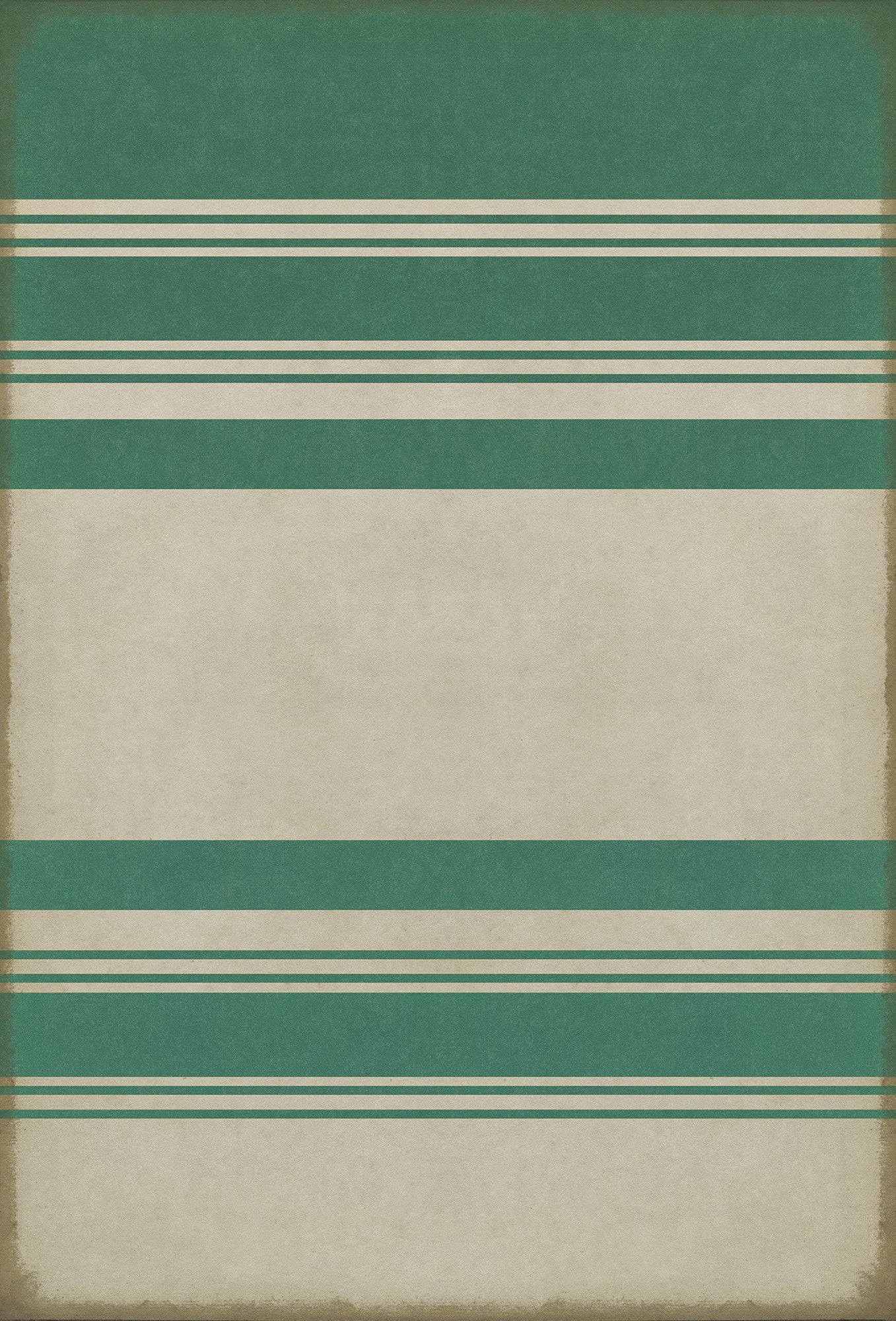 Pattern 50 Organic Stripes Teal and White 38x56 Vintage Vinyl Floorcloth