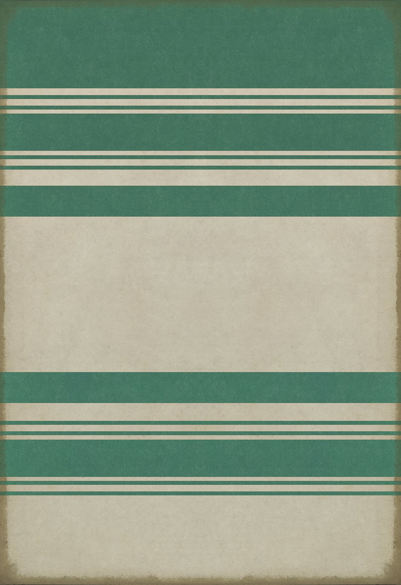 Pattern 50 Organic Stripes Teal and White 70x102 Vintage Vinyl Floorcloth