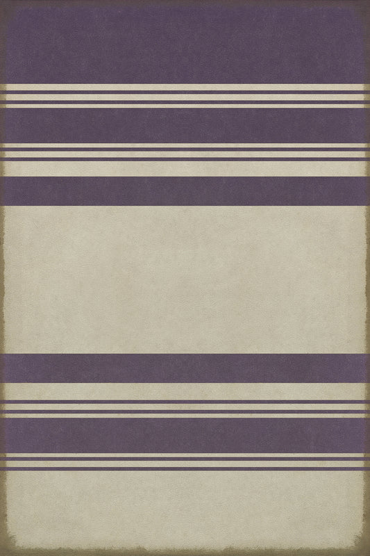 Pattern 50 Organic Stripes Purple and White 20x30 Vintage Vinyl Floorcloth