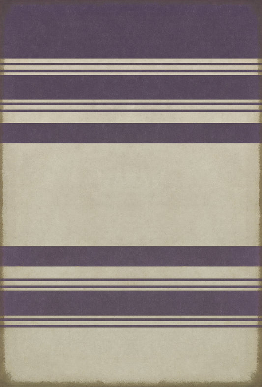 Pattern 50 Organic Stripes Purple and White 38x56 Vintage Vinyl Floorcloth
