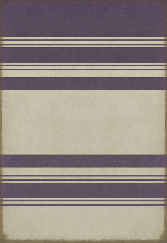 Pattern 50 Organic Stripes Purple and White 70x102 Vintage Vinyl Floorcloth