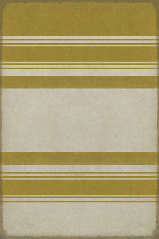 Pattern 50 Organic Stripes Yellow and White 20x30 Vintage Vinyl Floorcloth
