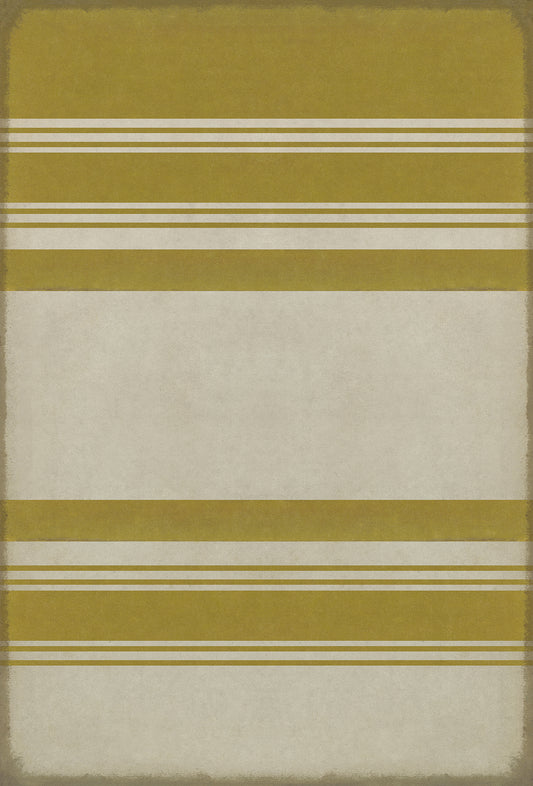 Pattern 50 Organic Stripes Yellow and White 38x56 Vintage Vinyl Floorcloth