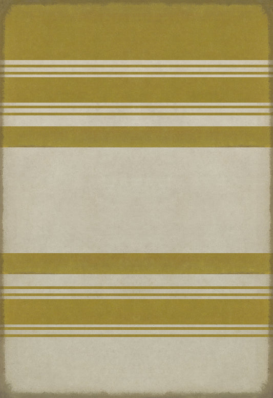 Pattern 50 Organic Stripes Yellow and White 70x102 Vintage Vinyl Floorcloth