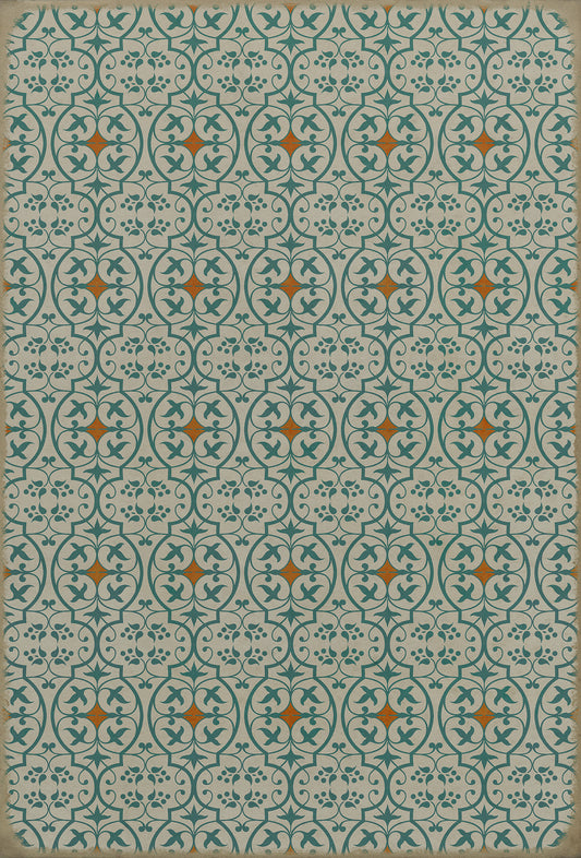Pattern 51 And I love her 38x56 Vintage Vinyl Floorcloth