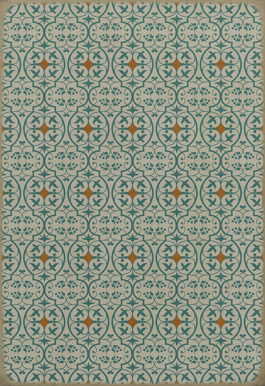 Pattern 51 And I love her 70x102 Vintage Vinyl Floorcloth