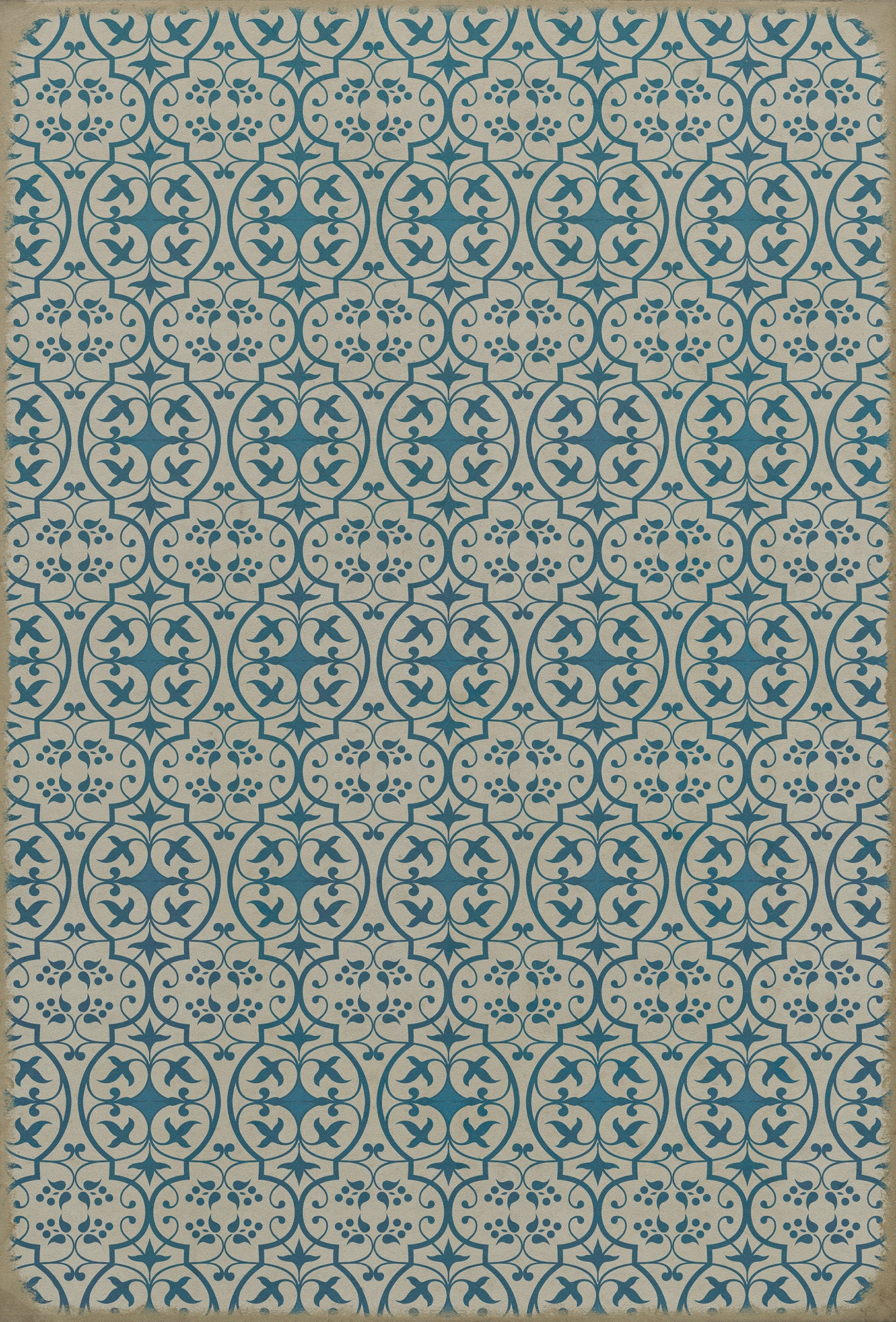 Pattern 51 China Cup 38x56 Vintage Vinyl Floorcloth