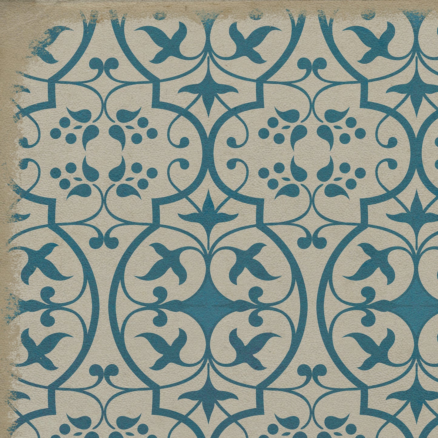 Pattern 51 China Cup 38x56 Vintage Vinyl Floorcloth