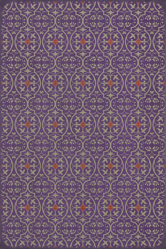 Pattern 51 I Shall Wear Purple 20x30 Vintage Vinyl Floorcloth
