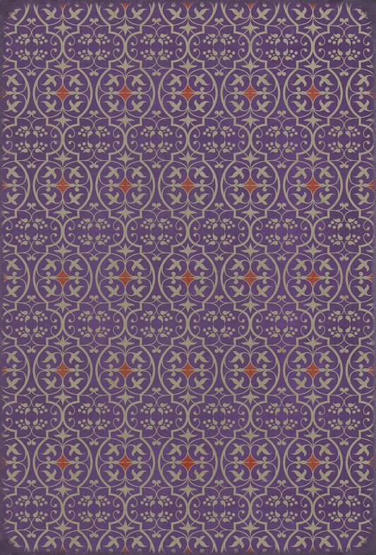 Pattern 51 I Shall Wear Purple 38x56 Vintage Vinyl Floorcloth