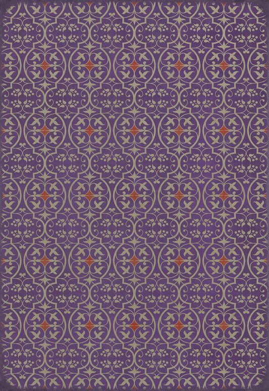 Pattern 51 I Shall Wear Purple 70x102 Vintage Vinyl Floorcloth