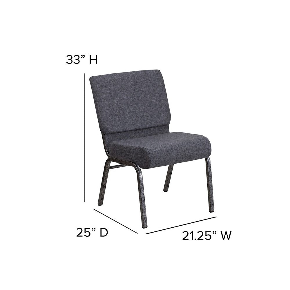 21''W Church Chair in Dark Gray Fabric - Silver Vein Frame