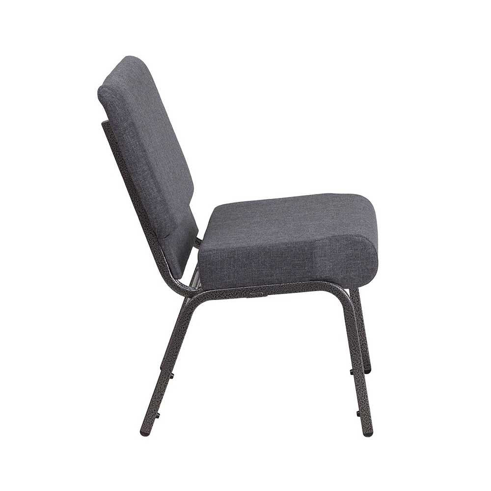 21''W Church Chair in Dark Gray Fabric - Silver Vein Frame