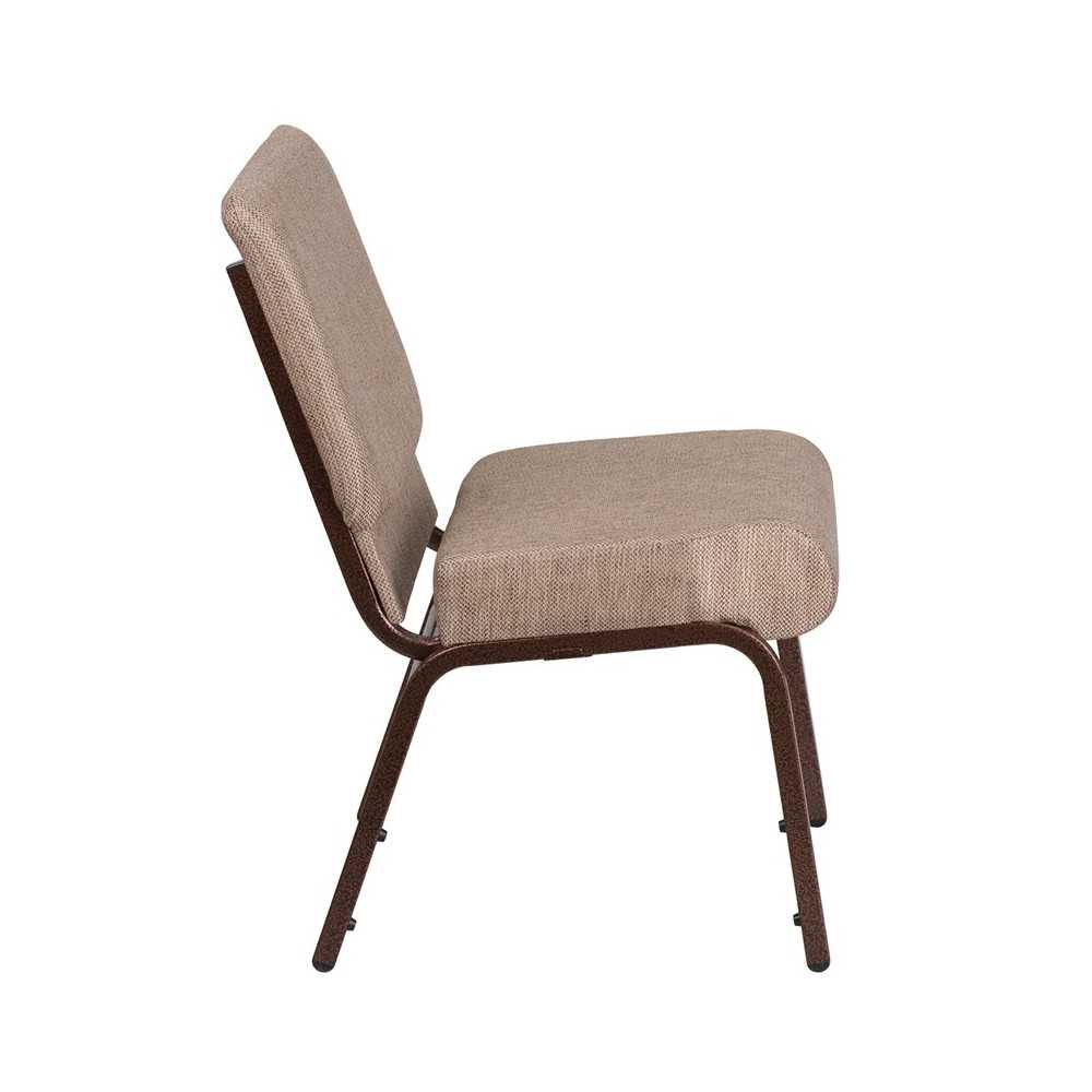 21''W Stacking Church Chair in Beige Fabric - Copper Vein Frame