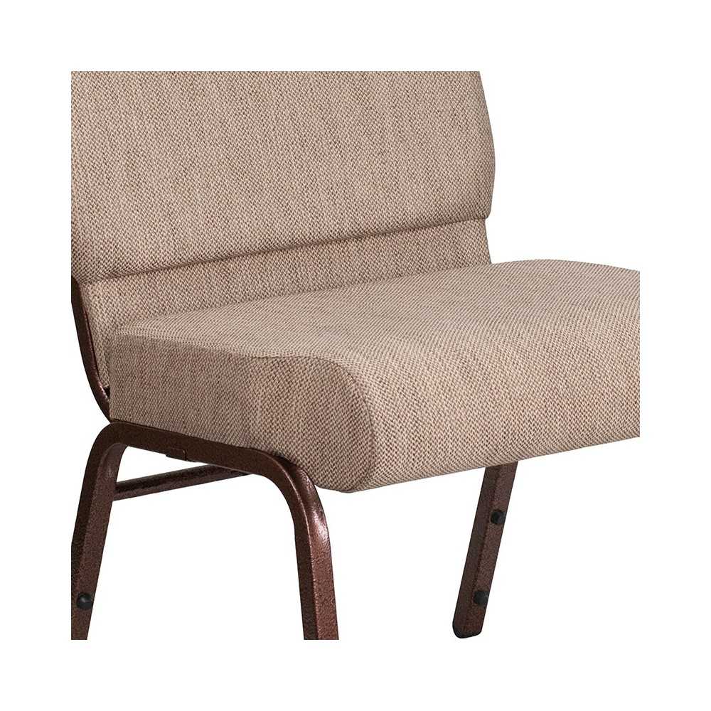 21''W Stacking Church Chair in Beige Fabric - Copper Vein Frame