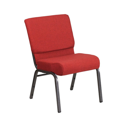 21''W Stacking Church Chair in Crimson Fabric - Silver Vein Frame