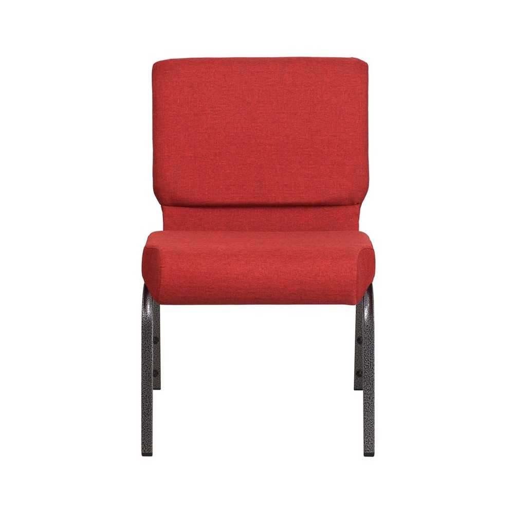 21''W Stacking Church Chair in Crimson Fabric - Silver Vein Frame