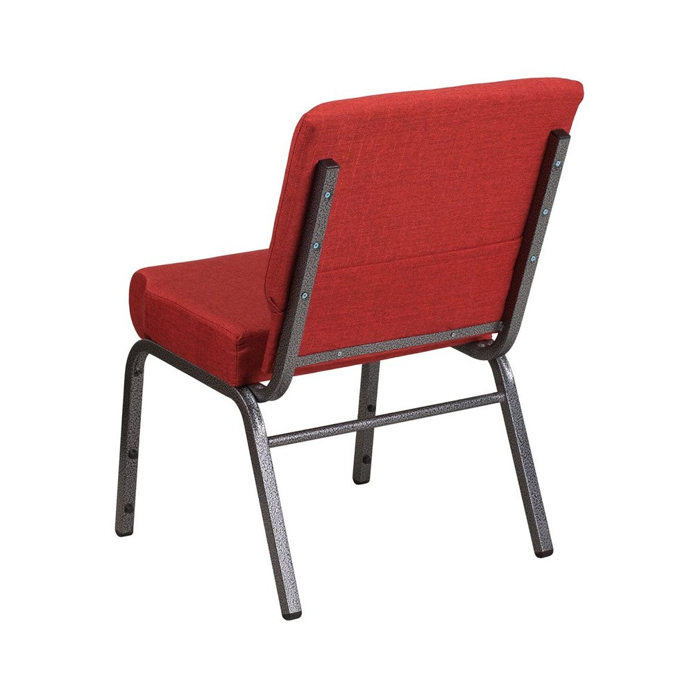 21''W Stacking Church Chair in Crimson Fabric - Silver Vein Frame