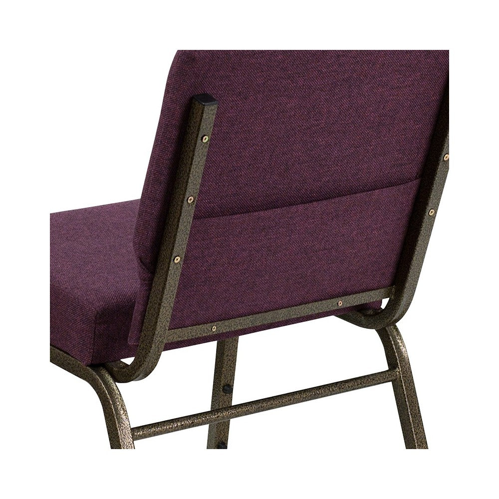 21''W Stacking Church Chair in Plum Fabric - Gold Vein Frame