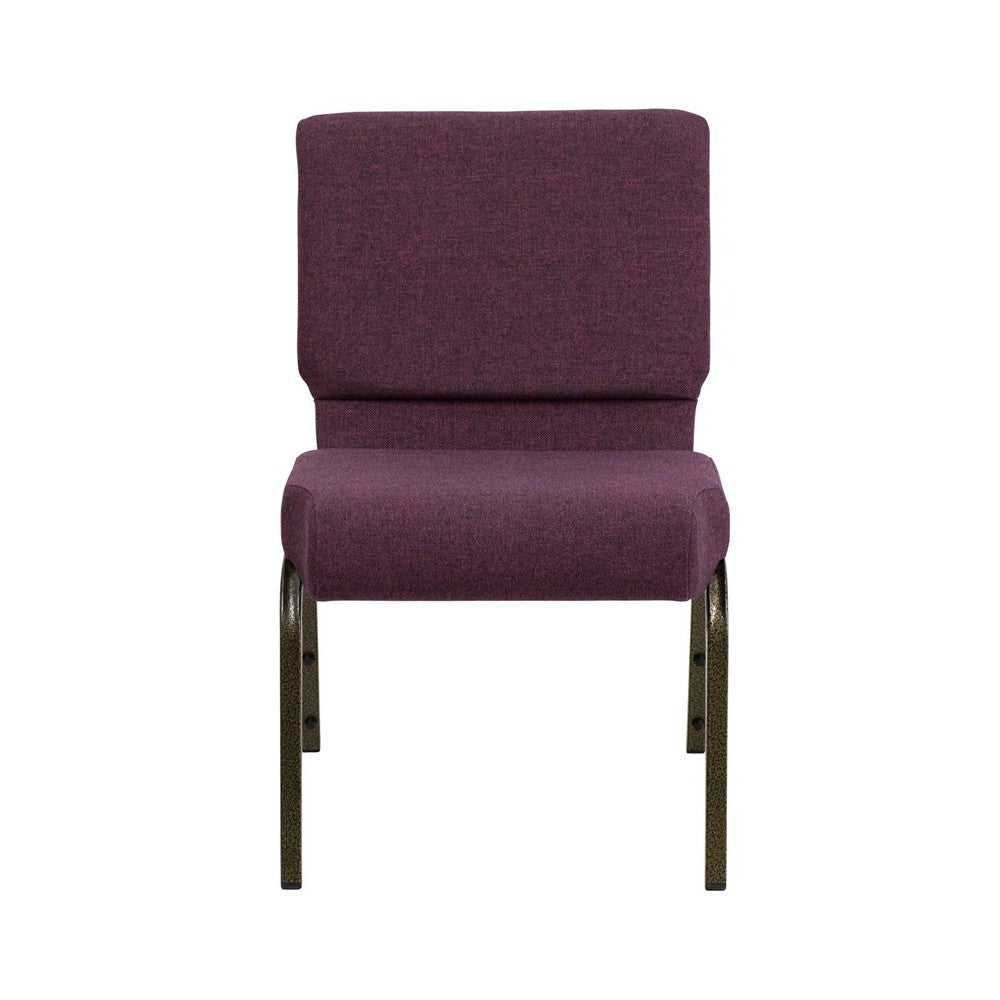 21''W Stacking Church Chair in Plum Fabric - Gold Vein Frame