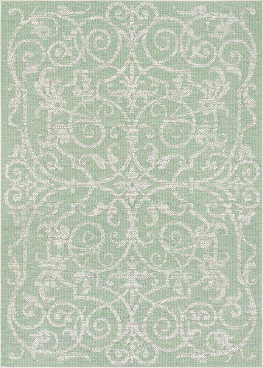 Couristan Monaco Summer Quay Ivory-Light Green Rug 3'9" x 5'5"
