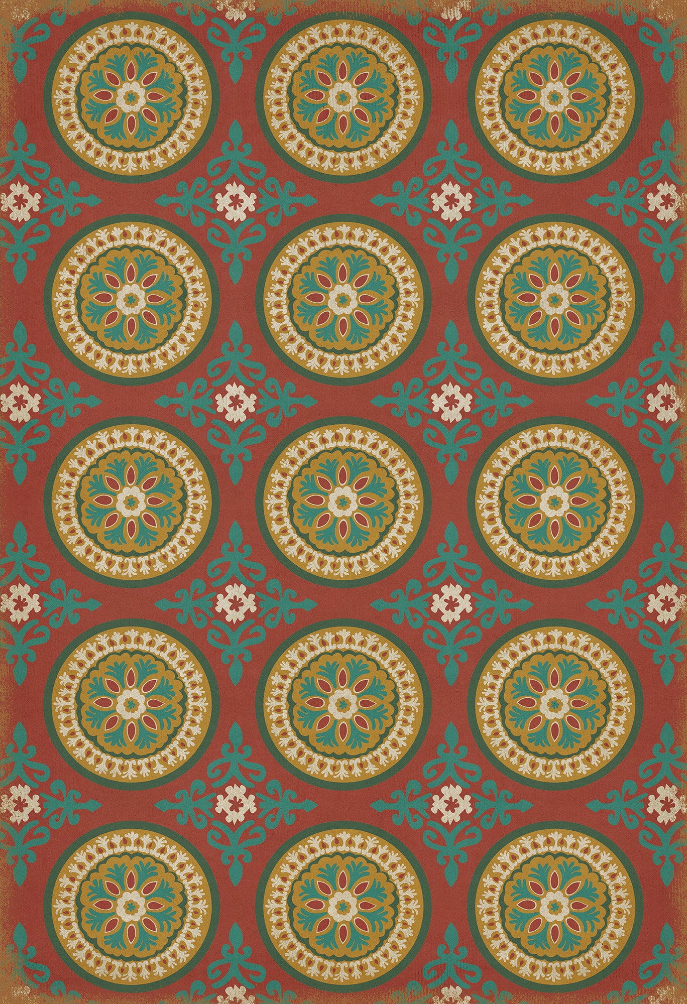 Pattern 43 Awakening 52x76 Vintage Vinyl Floorcloth