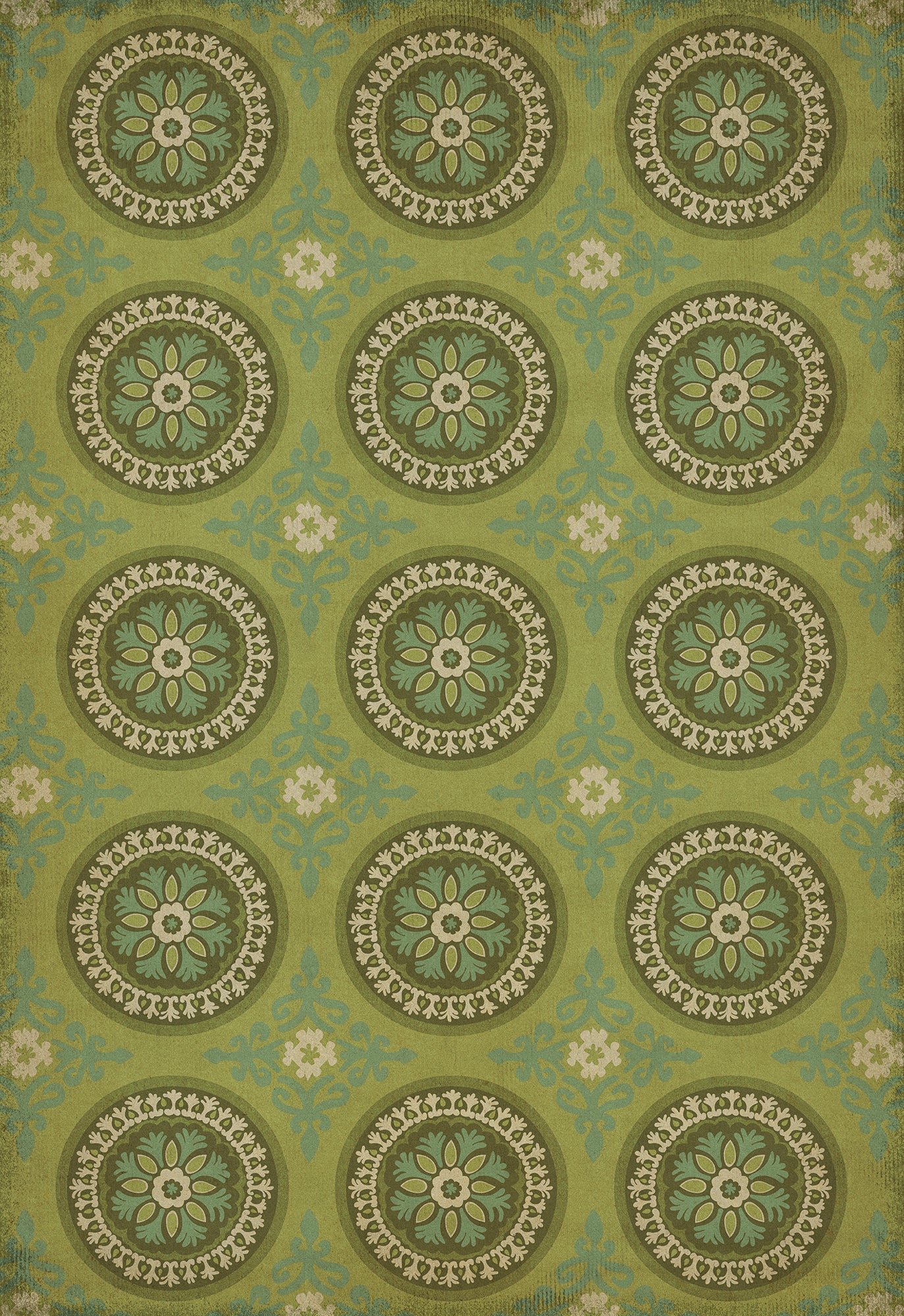 Pattern 43 Dharma 70x102 Vintage Vinyl Floorcloth