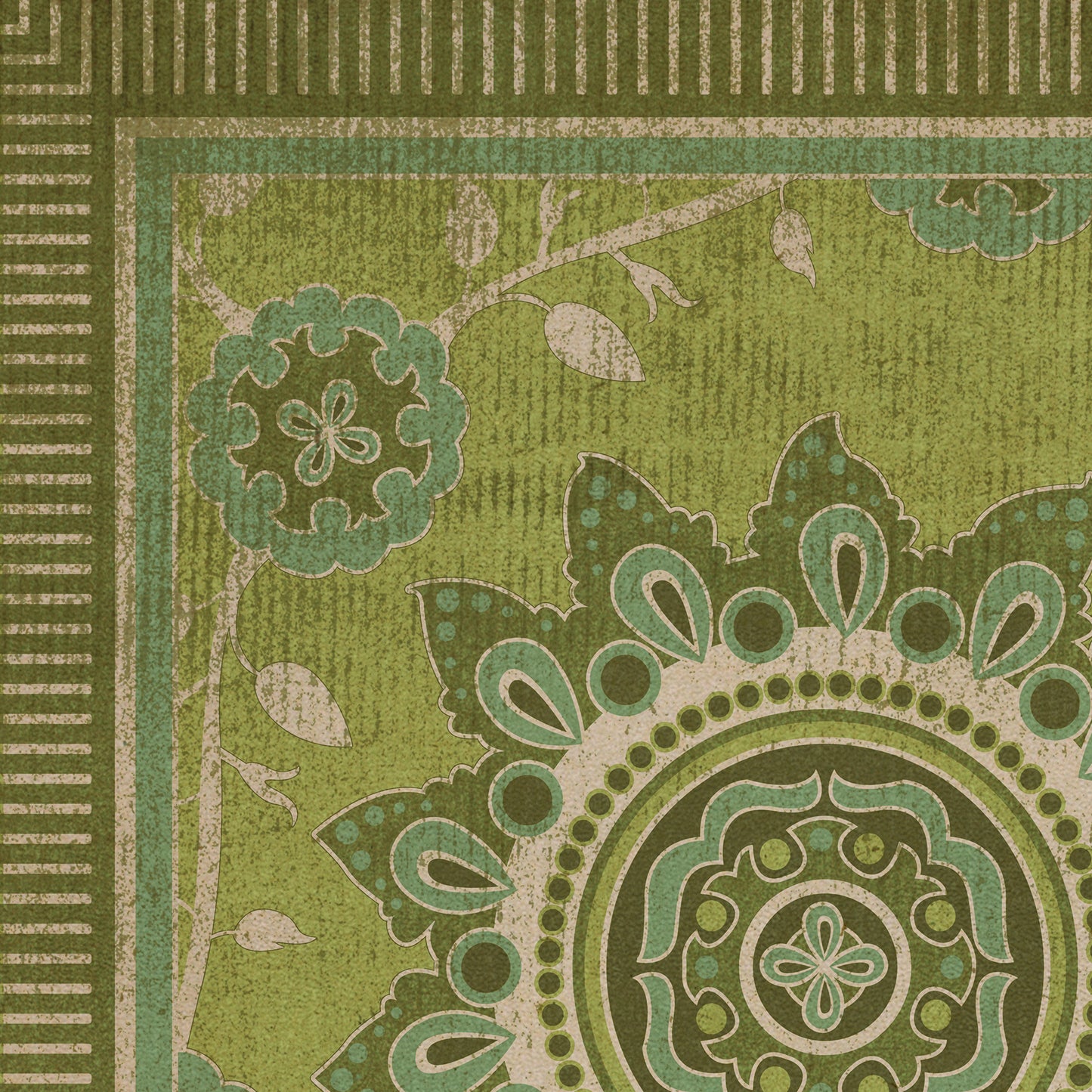 Pattern 44 Sashiko 38x56 Vintage Vinyl Floorcloth