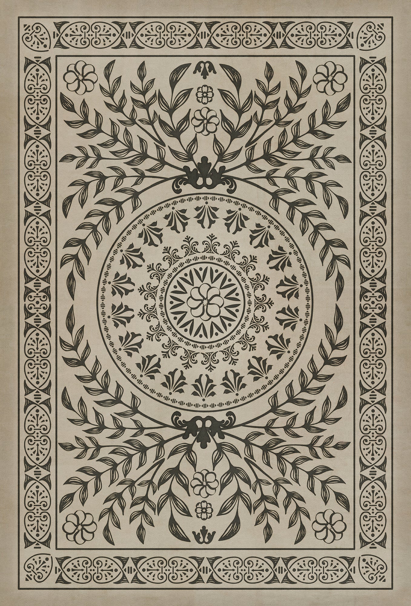 Pattern 40 Drummond Castle 38x56 Vintage Vinyl Floorcloth