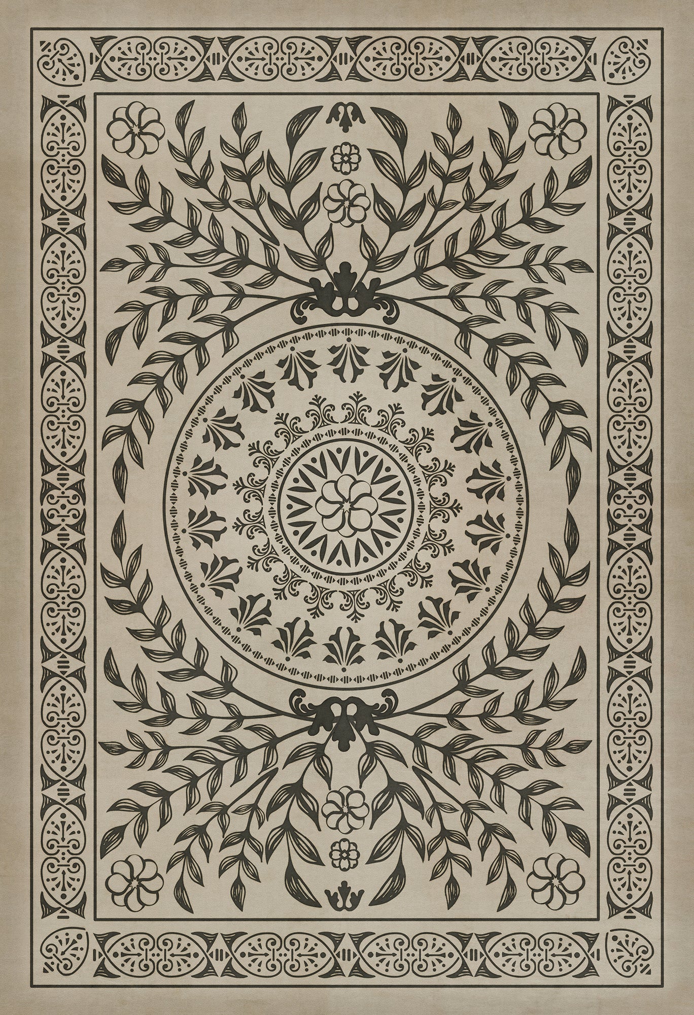 Pattern 40 Drummond Castle 52x76 Vintage Vinyl Floorcloth