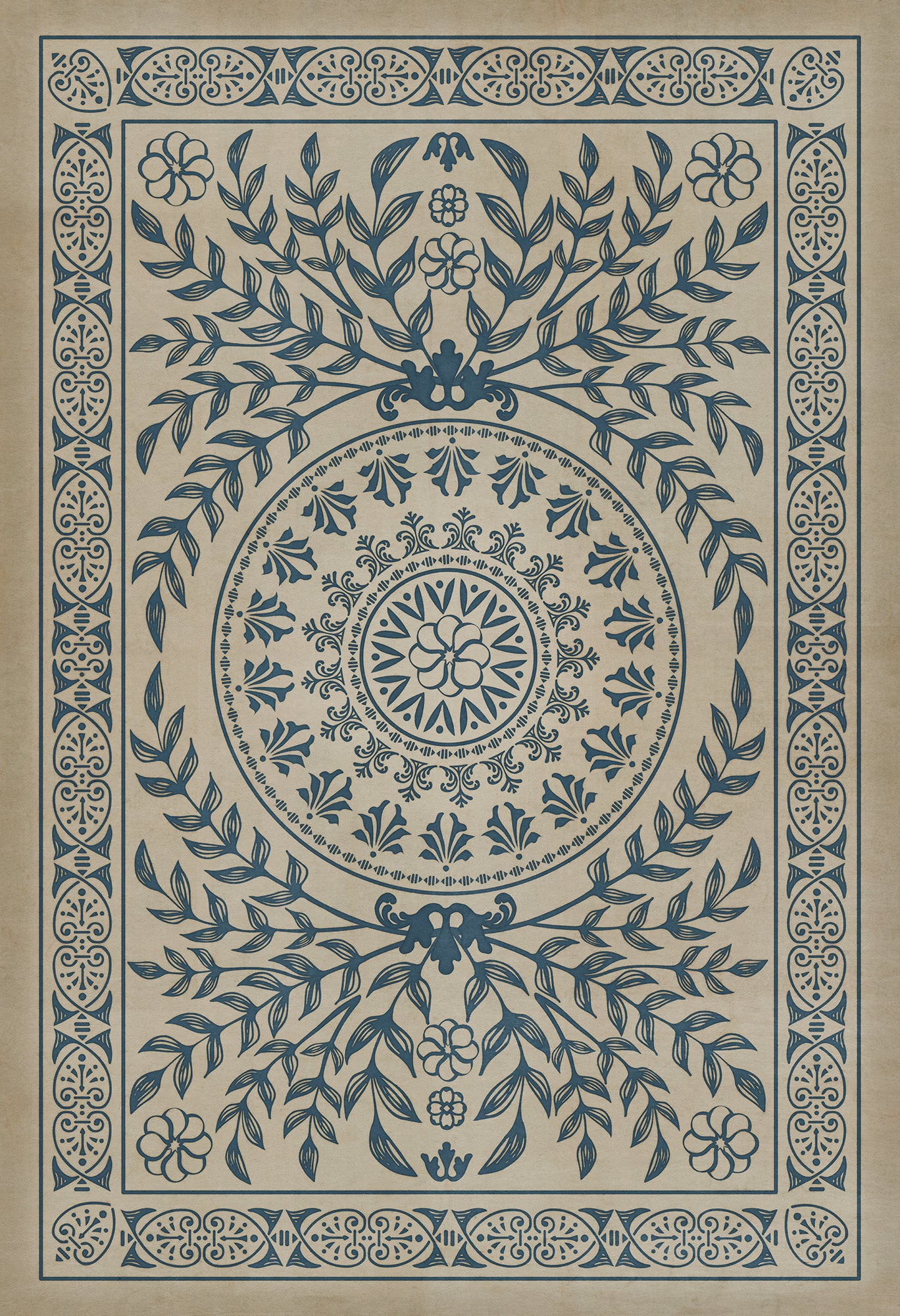 Pattern 40 Isola Bella 52x76 Vintage Vinyl Floorcloth