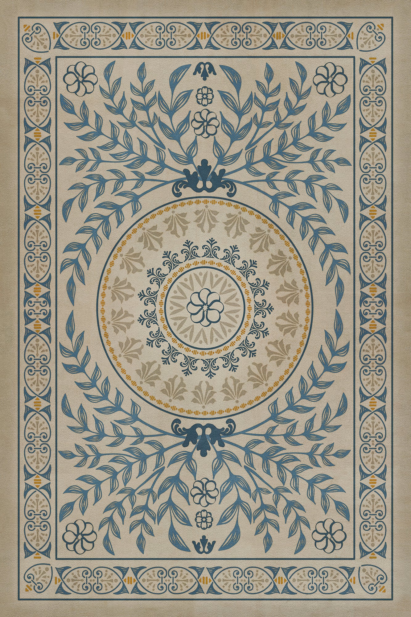Pattern 40 Villa dEste 20x30 Vintage Vinyl Floorcloth