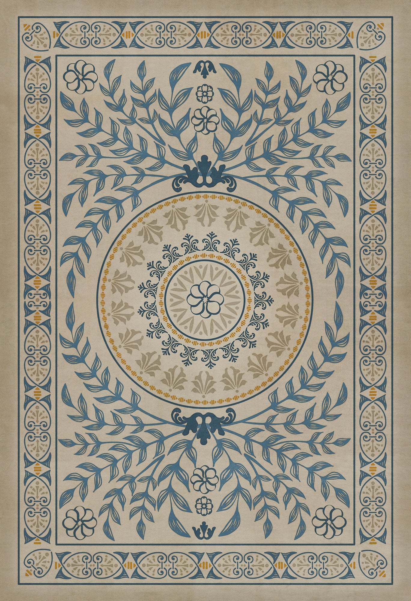 Pattern 40 Villa dEste 52x76 Vintage Vinyl Floorcloth
