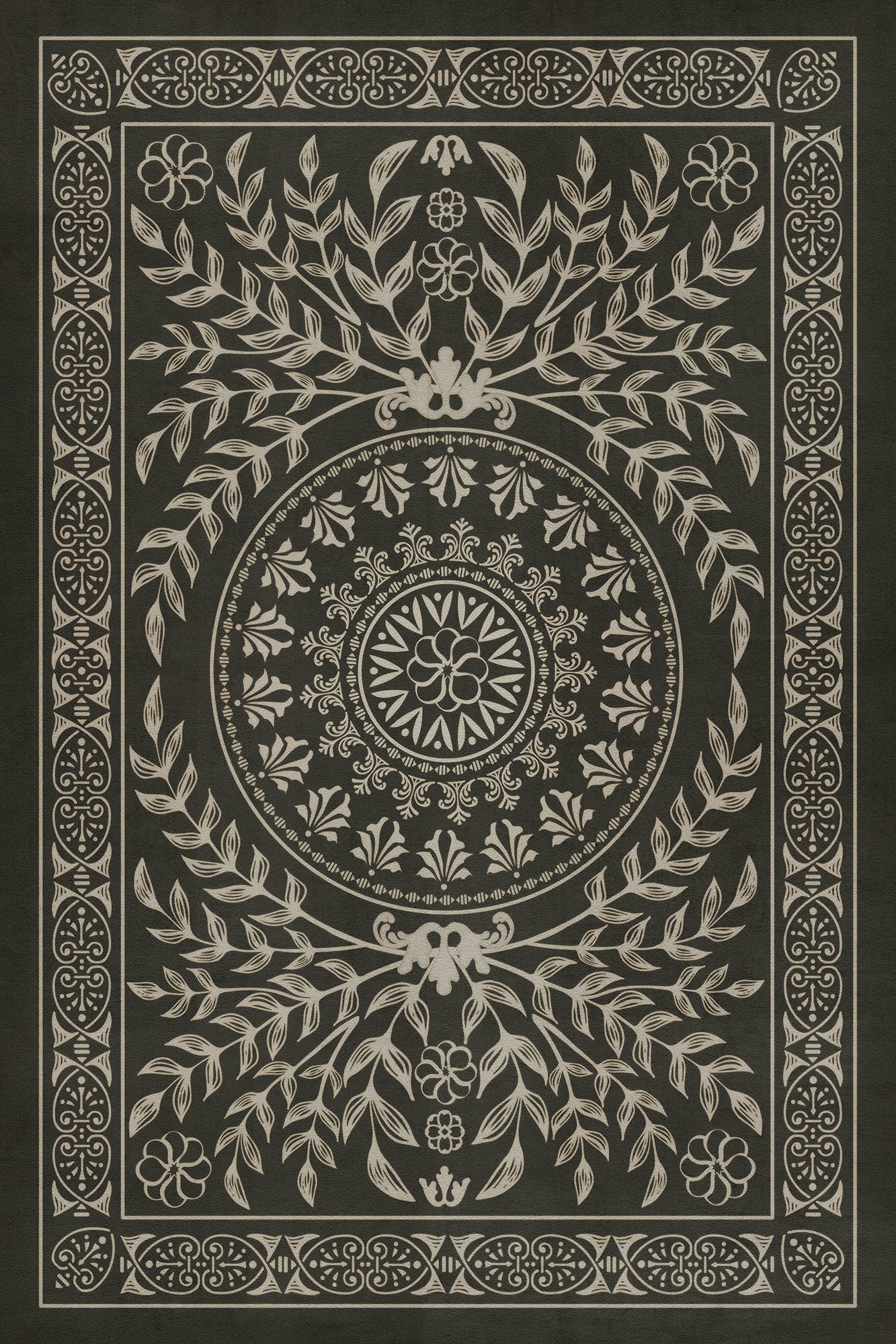 Pattern 40 Villa Lante 20x30 Vintage Vinyl Floorcloth