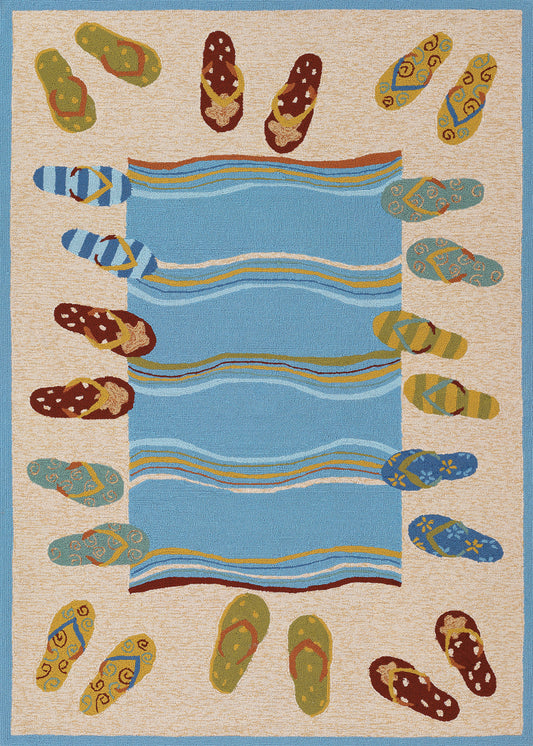 Couristan Outdoor Escape Sandals Sand-Multi Round Rug 7'10" x 7"10"