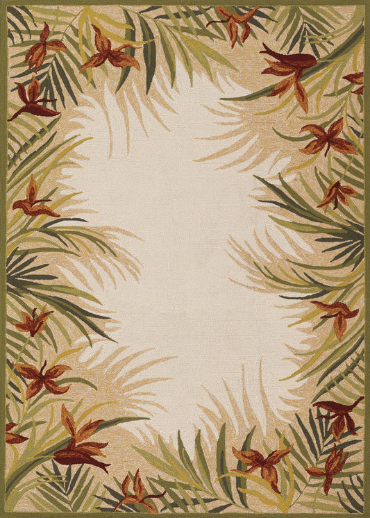 Couristan Covington Tropic Gardens Sand-Multi Round Rug 7'10" x 7"10"