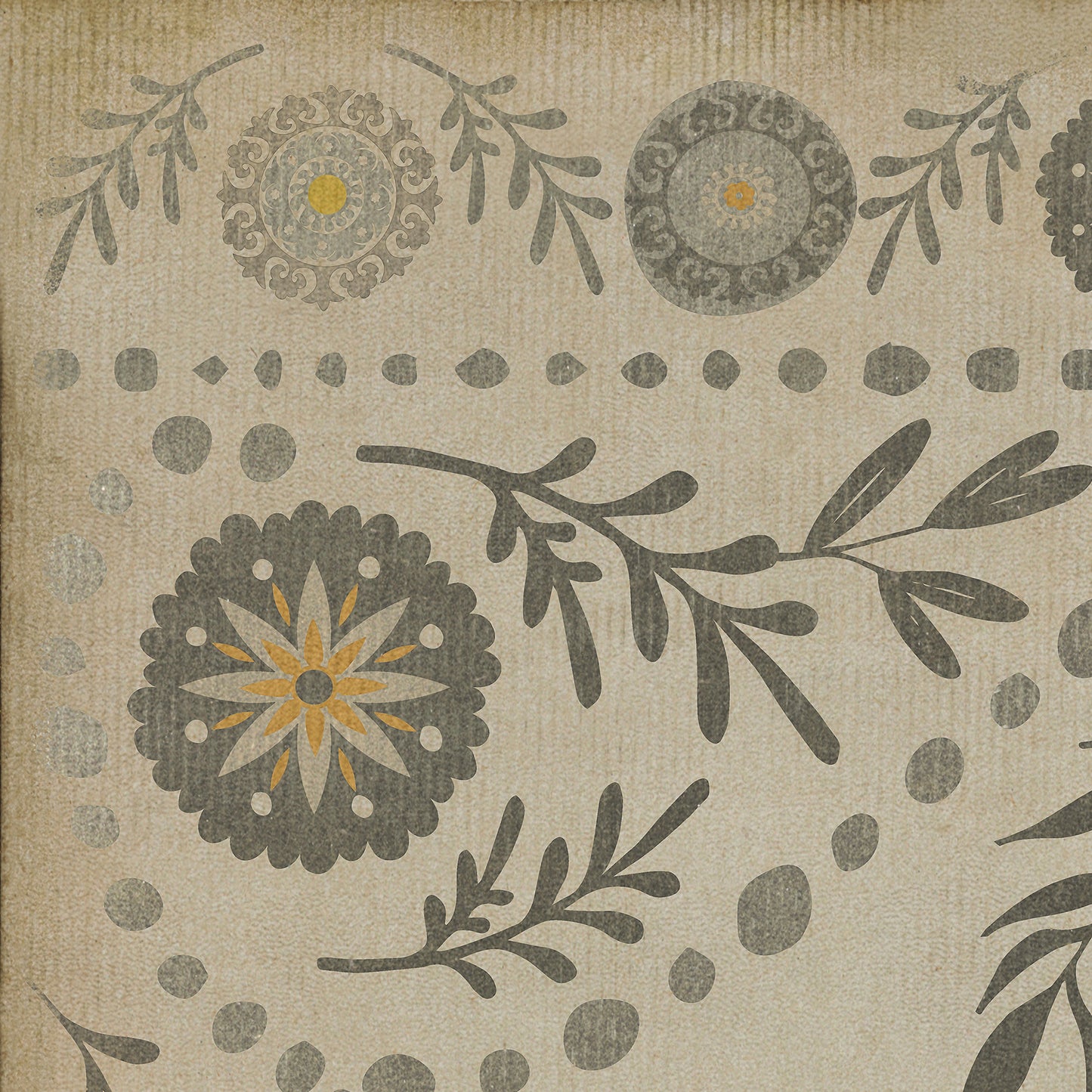 Pattern 38 je pense 38x56 Vintage Vinyl Floorcloth