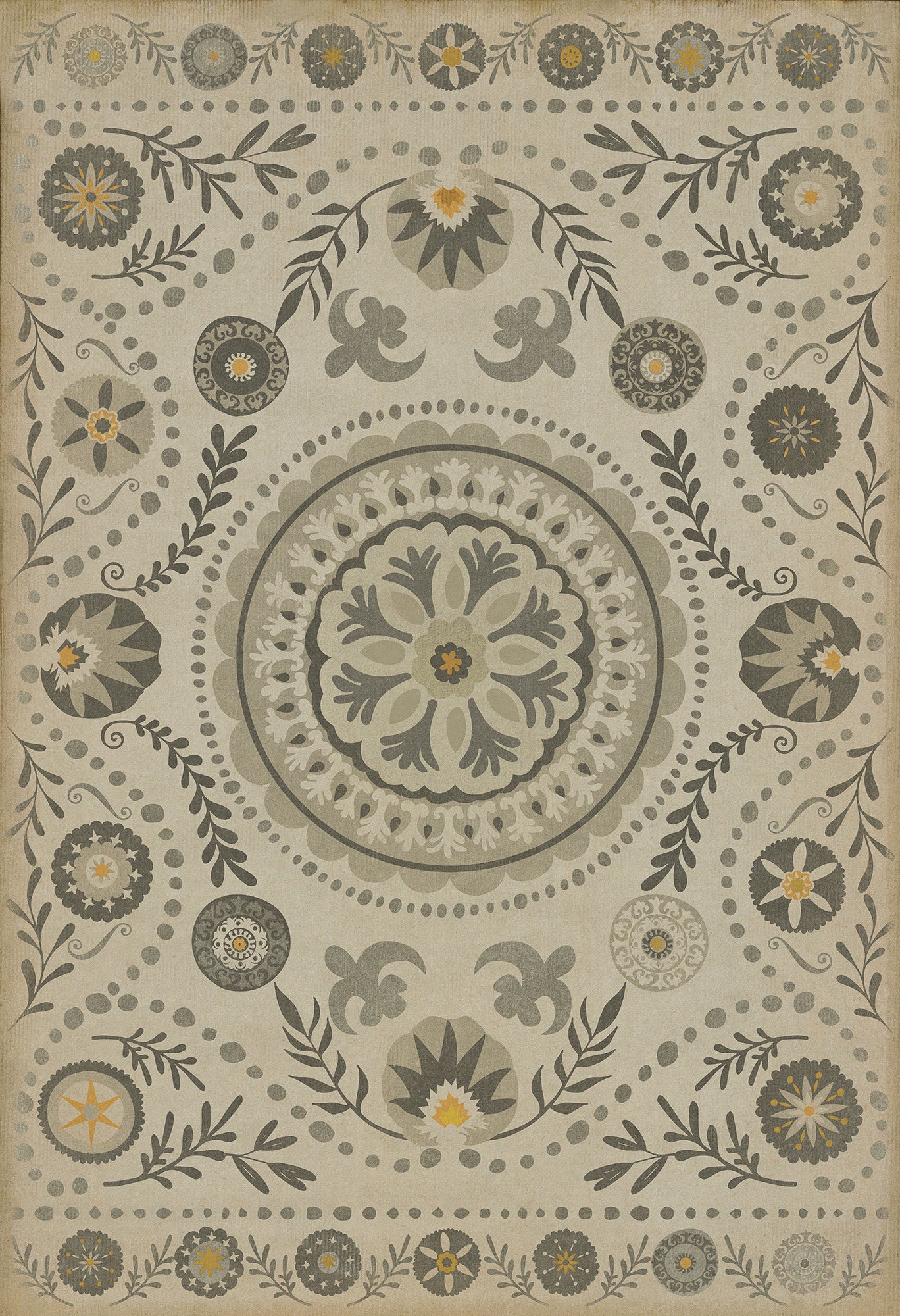 Pattern 38 je pense 52x76 Vintage Vinyl Floorcloth