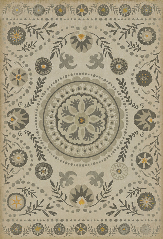 Pattern 38 je pense 52x76 Vintage Vinyl Floorcloth