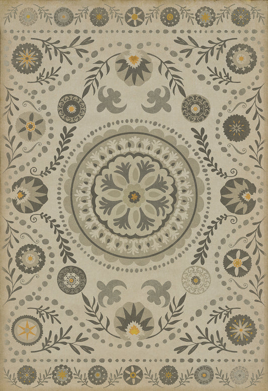 Pattern 38 je pense 70x102 Vintage Vinyl Floorcloth